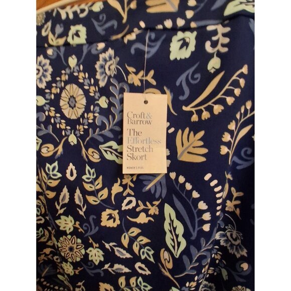 Croft & Barrow The Effortless Stretch Skort Women Size 22W Blue Floral Pockets - Picture 6 of 7
